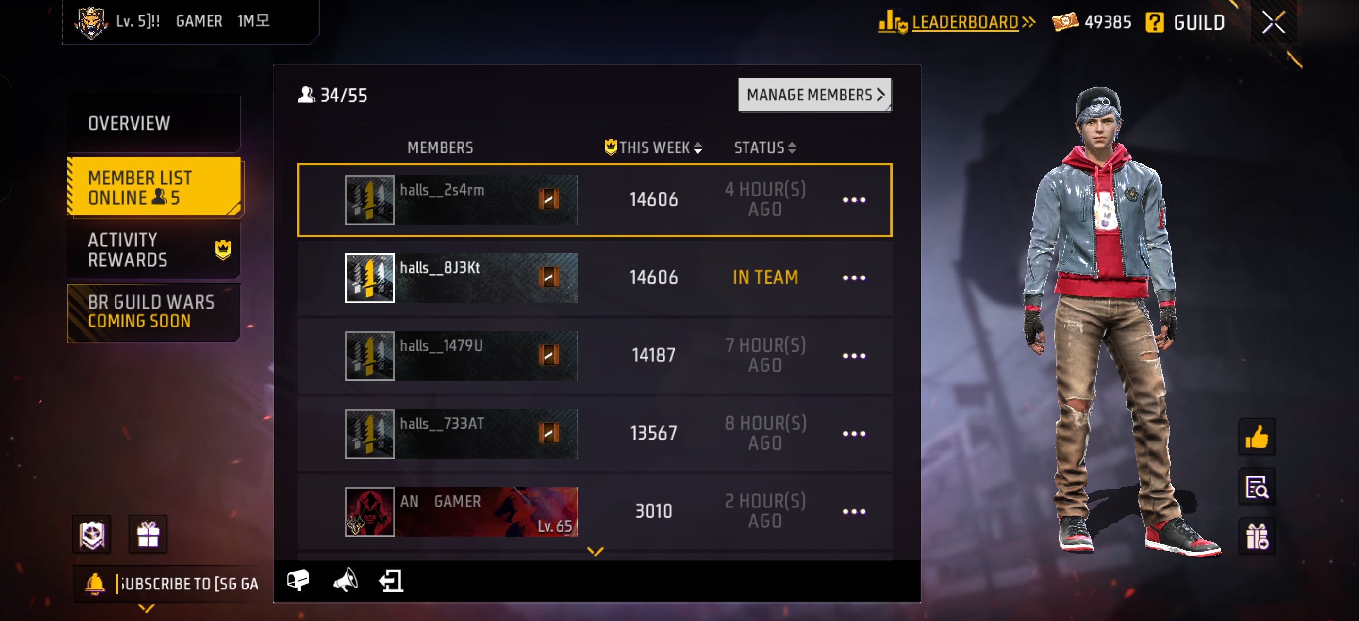 Verified Free Fire Guild Glory boosting proof screenshot by @sehrajgamer
